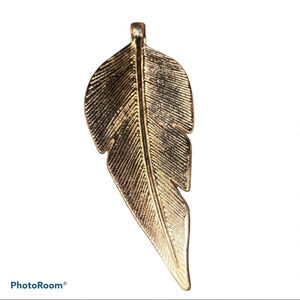 18k brushed gold tone plated  leaf pendant